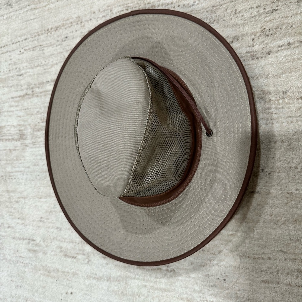 Men's Tan and Brown Wide Brim Hat